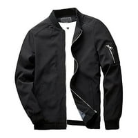 Flight bomber jakna modna casual patent zatvarač trendy jakne kaput muškarci crni 6xl