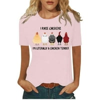 Clearsance T-Majica Otemrcloc smiješna za žene Pismo Grafički print Crewneck kratki rukav ružičasta