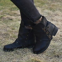 Aueoeo Fall Boots za žene čizme za snijeg za žene Ženski okrugli nožni patentni zatvarač Comfy casual cipele Čvrsta udobne cipele s niskim potpeticama