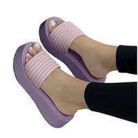Zunfeo ženske ploče sandale - debele dne otvorene sandale na otvorenom na otvorenom plaškom papuče modna