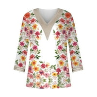 MLQIDK prevelike majice za žene Dressy Bluze za žene Ležerne grafičke ispise Trendy Tops Poluove cvjetni