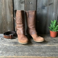 Svakodnevna ušteda Aohooy Women Modne cipele za čipke Retro Western Cowboy Kngiht Boots Casual Toplo