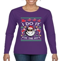 Učinite to za HO-ov Xmas ružni božićni džemper žensku grafičku majicu s dugim rukavima, ljubičastom, x-velikom