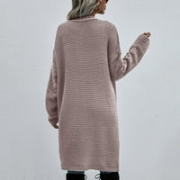 Yievt prevelizirani dugi kardigani za žene čvrste boje otvoreni prednji pletivac kardigan džemperi sa