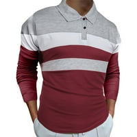 Muškarci Ležerne prilike za patchwork SPLICING Okrenite bluzu ovratnika dugih rukava majica za majice