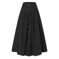 Bazyrey suknje za žene Čvrsti povremeni retro visokog omotača za omotajte suknju labavi kaiš džep maxi