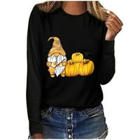 Tdoqot Halloween majice za žene - pulover s dugim rukavima Casual Plus size Crewneck bundevi palice