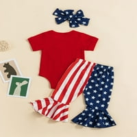 Calsunbaby Newborn Baby Girls Outfits 4. srpnja Zvijezda Stripe Stripe kratki rukav rumper Red Blue