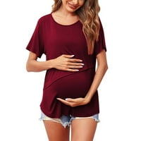 Košulje za dojenje za žensko čišćenje prodaje majčinstvo Žene njege Čvrsta boja okrugli vrat Kratki