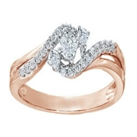 Bijeli prirodni dijamantski obim Obećaj prsten u 10k ružino zlato