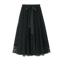 Zunfeo ženske suknje trendi Ljeto čipka mreža cvjetna midi suknja Elastični viši struk pluta elegantna
