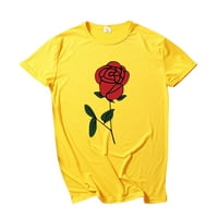 Štednja za valentinovljene majice za žene kratki rukav majica Valentine Rose grafički tisak parovi modna