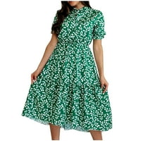 Ljetne haljine za žensko štampanje s kratkim rukavima cvjetni uzorak haljina štand maxi labav fit y2k