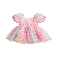 TODDLER Baby Girl Princess haljina, kratki puff rukavac 3D leptir Tulle A-line haljina