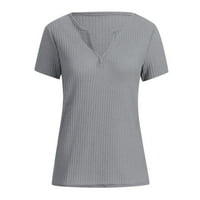 Ženske ležerne majice plus veličine vrhovi ženske ljetne modne pletene kratkih rukava Tunic TOP V-izrez