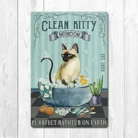 Clean Kitty kupatilo metalni limenki znak, purfect kade na zemljinoj sobi Dekor metalni zidni ukras