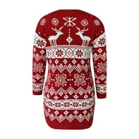 Wendunide džemper haljina za žene Elk snežni pahuljica božićne xmas pulover džemper pleteni mini haljina