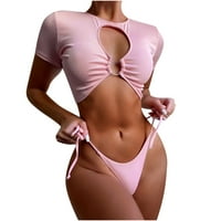 Udobne žene bikini solidno spajanje dvodijelni kupaći kostimi kupaći odjeću