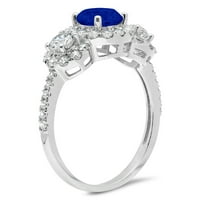 1.79ct okrugli rez simulirani plavi safir 18k bijeli zlatni godišnjica Angažman halo kamene prsten veličine