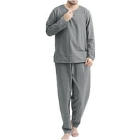 Hinvhai Men Casual Pajamas tanka prozračna slobodna servisna odijelo Početna Dugi rukav na klirensu