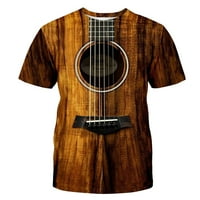 Smeđe košulje za muškarce Muška fashon gitara 3D tiskana majica Cool Ljetni kratki rukavi tees vrhovi