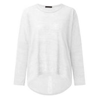Entyinea Ženski džemper Džemper s ramenama Srednji džemper za ispis bijeli l