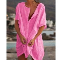 Ženska ljetna casual labava majica s kratkim rukavima Plus size s jednim grudima kupaći kostimi