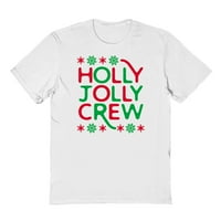 Božićni odmor Holly Jolly Crew Grafički majica bijele muške pamučne majice