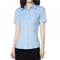 Ženska majica s kratkim rukavima s majicom Službena bluza ovratniku Osnovna jednostavna haljina košulja