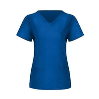 Ženska vrtića za negu kratki rukav V-izrez bluza s majicama Womans Radna uniforma Čvrsta džepna majica