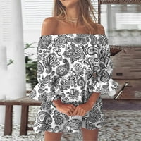Ociviesr Ljetne haljine za žene Vintage Print plažu od ramena Tunika Ležerne prilike Ležerne prilike