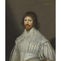 Cornelis Jonson Van Celen Crni moderni uokvireni muzej umjetnički print pod nazivom - Portret gospodina,