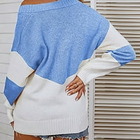 Ženski casual udobnog V-izreznog bloka za blok pulover za jesen i zimski džemperi za žene pulover džemper