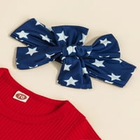 Djevojčica toddlera 4. jula Outfit Romper kratki rukav vrhunska američka zastava Bell-Donja ljetna odjeća