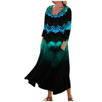 FOPP Prodavač Ženska casual udobna cvjetna haljina za pamučnu džuću od tri četvrtine crna XL