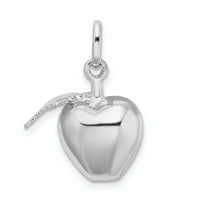 Jewels Sterling Silver Rodium Polirano natečeno Apple W list Charm