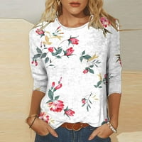 Ženske tuničke vrhove rukav žensko ljeto casual crewneck rukav majice cvjetni print fit osnovna odjeća