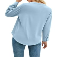 Paille Žene Solid Color labava bluza Ležerne poslovne majice Šifon za odmor Tunički košulja Sky Blue