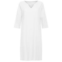Haljine za žene Striped s kratkim rukavima MINI sa džepom sunčeve haljine V-izrez bijeli XL