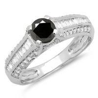 DazzlingRock kolekcija 1. Carat 14K crno-bijeli dijamantni vintage stil zaručni prsten CT, bijelo zlato,