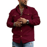 Muška modna jakna za koduroy Corduroy dugih rukava casuće kaputi vino crvene l
