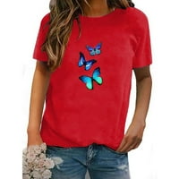 Lowrofile košulje za žene plus veličine kratkih rukava Ležerne prilike modni trend leptir Print okrugli