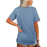 Ljetni vrhovi za žene plus veličine Bluza s kratkim rukavima Modna zastava Print Tunic Dame Sexy V izrez
