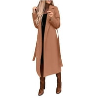 Floleo Clearence ženske ležerne topke za kaput kaput vuneni krpa za platnu vjetar dugih rukava ovratnik