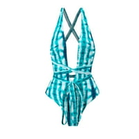BIKINI kupaći odjevanje za žene + prikrivanje Vintage Print Set Plaža Nosite plavi s