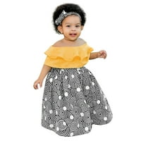 Set Style Ruffles Girls Off Kids Godinama Tradicionalna Ankara Headband Suknja Princess Majica Toddler
