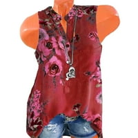 Vrh za žene Žene Ležerne prilike Floral Print bluza Labavi bez rukava Pljeskalica za punjenje prsluka