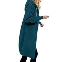 Hoodies za žene Zpanxa ženske casual up dukseve, duge jakne sa duksevima tunike, plus veličina zimski duksevi topli kaputi sa džepovima, fleece srednje duljine dukseve jakne plavo 4xl