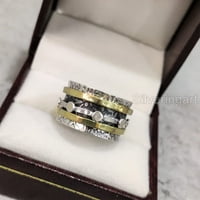Dotirani spinner trake, medinacijski prsten, srebrni prsten, predenje prsten, dva tonska prstena, fidgetski