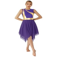 inhzoy Womens Color Block Praise Dance Worship Dress Purple M